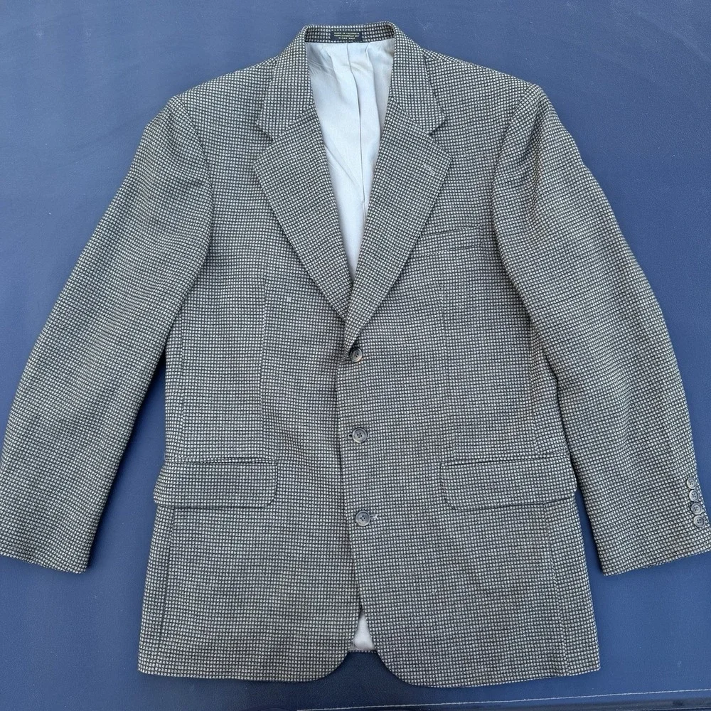Oscar De La Renta‎ Suit Sport Coat 42 L Brown Houndstooth 3 Button